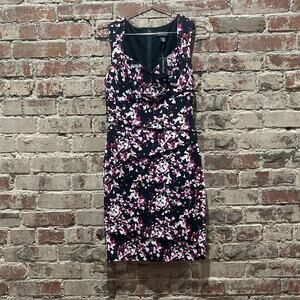 NEW White House Black Market Pink Trellis Black Instantly Slimming Dress Size 6
